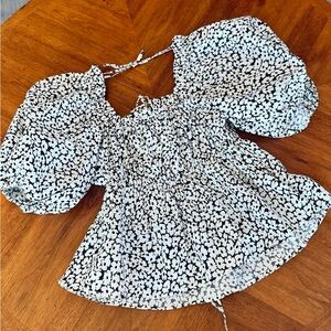 Ralph Lauren Black and White Puff Sleeve Sundress